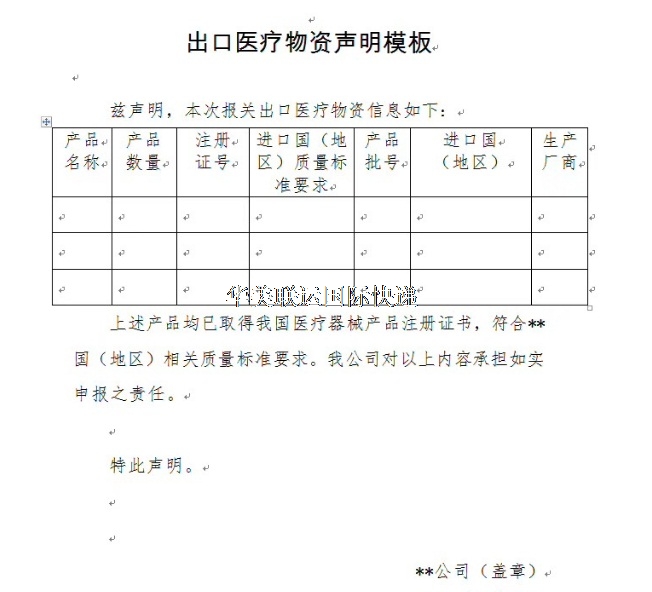 出口醫(yī)療物質聲明模板.jpg 出口醫(yī)療物質聲明模板.jpg